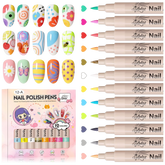 12 Colors 3D Nail Art Pens Set – Quick-Drying Acrylic Nail Paint Markers with Dotting & Liner Brush