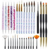 Artdone 31PCS Nail Art Brushes & Tools Set – Dotting Tools, Striping Brushes & Dust Brush