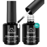 Beetles No Wipe Gel Top Coat & Base Coat Set 15ml (2 Pack) – Long Lasting Shine Finish