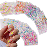 SPLOCUDU 30 Sheets 3D Nail Art Stickers – Colorful Daisy, Floral & Heart Self-Adhesive Decals